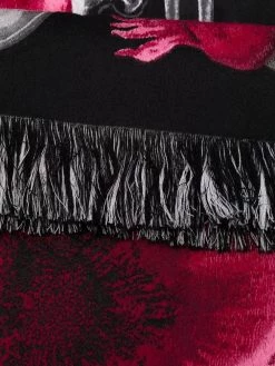 Alexander McQueen floral-knit frayed-trim scarf