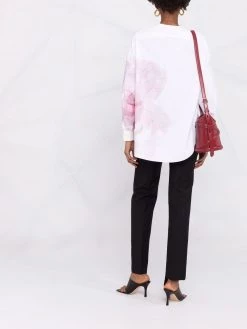 Alexander McQueen abstract print collarless shirt