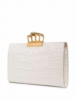 Alexander McQueen crocodile-effect skull-detail clutch