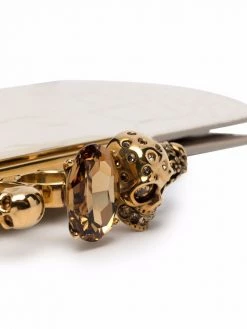 Alexander McQueen crocodile-effect skull-detail clutch