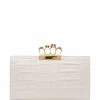 Alexander McQueen crocodile-effect skull-detail clutch