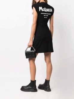 Alexander McQueen logo-print sleeveless dress
