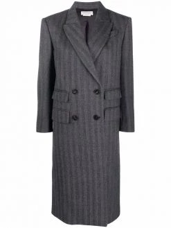 Alexander McQueen vertical-striped double-breasted coat