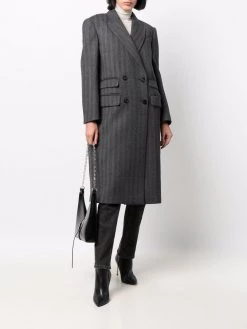 Alexander McQueen vertical-striped double-breasted coat