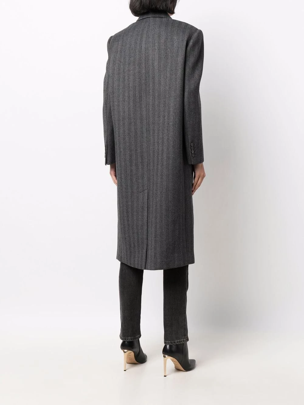 Buy ๐ Alexander McQueen Vertical striped double breasted ๐งฅ coat ๐ 4 Alexander McQueen vertical-striped double-breasted coat