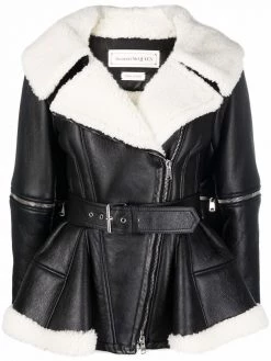 Alexander McQueen shearling-panelled biker jacket