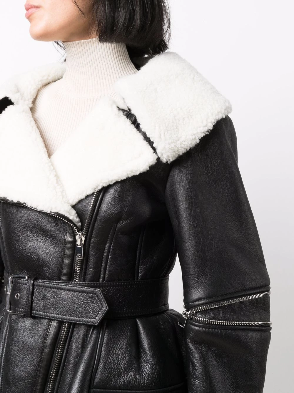 Hot Sale ✨ Alexander McQueen Shearling panelled biker jacket ⌛ 5 Alexander McQueen shearling-panelled biker jacket