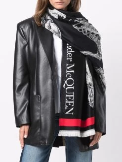 Alexander McQueen Skeleton logo-print scarf