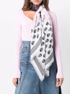Alexander McQueen Paper Bloom Biker Skull-print scarf