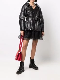 Alexander McQueen belted-waist biker jacket