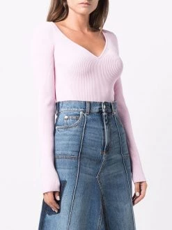 Alexander McQueen V-neck ribbed top