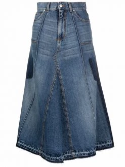 Alexander McQueen flared denim midi skirt