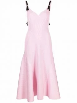 Alexander McQueen sweetheart-neck ribbed midi dress