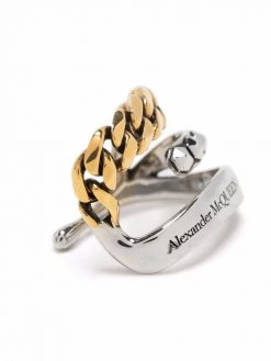 Alexander McQueen Punk logo-engraved chain-detail single ear cuff