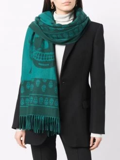 Alexander McQueen skull-pattern wool scarf