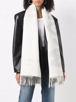 Alexander McQueen logo-print frayed scarf