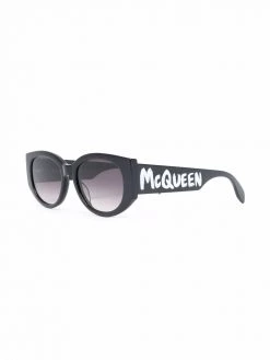 Alexander McQueen oval-frame logo-print sunglasses