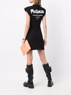 Alexander McQueen logo-print structured dress