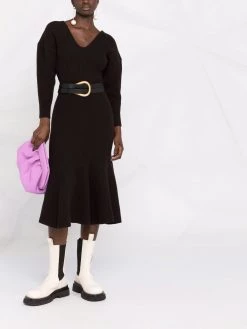 Alexander McQueen peplum hem ribbed-knit dress