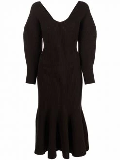 Alexander McQueen peplum hem ribbed-knit dress