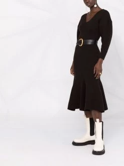 Alexander McQueen peplum hem ribbed-knit dress