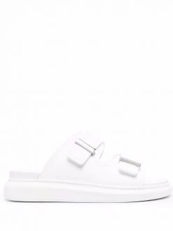 Alexander McQueen engraved-logo open-toe sandals