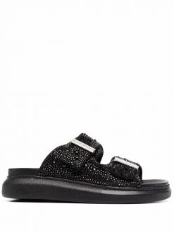 Alexander McQueen Hybrid crystal-embellished slide sandals