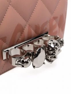 Alexander McQueen mini Jewelled Graffiti-logo print satchel