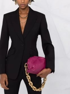 Alexander McQueen fitted lace-back peak-lapel blazer