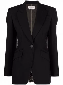 Alexander McQueen fitted lace-back peak-lapel blazer