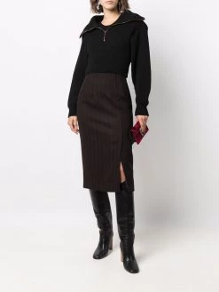 Alexander McQueen high-waisted slit-detail skirt