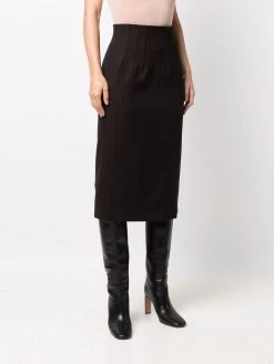 Alexander McQueen high-waisted slit-detail skirt