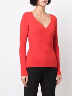 Alexander McQueen V-neck ribbed-knit jumper