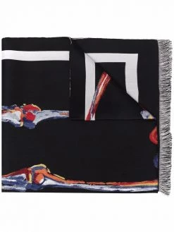 Alexander McQueen skeleton graphic-print fringed scarf
