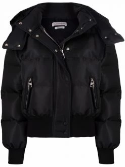 Alexander McQueen logo-print hooded puffer jacket