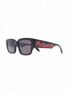 Alexander McQueen logo-arm rectangle-frame sunglasses