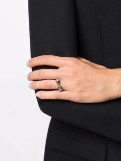 Alexander McQueen crystal-embellished skull ring