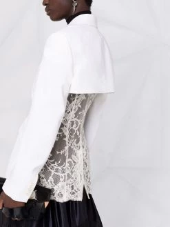 Alexander McQueen lace-panel single-breasted blazer