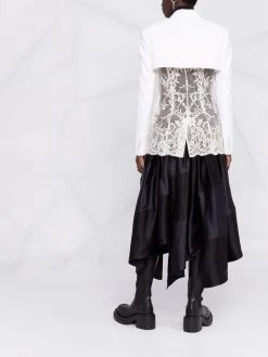 Alexander McQueen lace-panel single-breasted blazer
