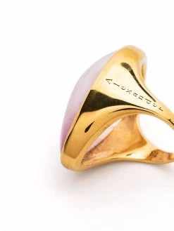 Alexander McQueen stone logo-engraved ring