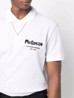 Hot Sale π Alexander McQueen Logo print cotton polo π shirt π 9 Alexander McQueen logo-print cotton polo shirt
