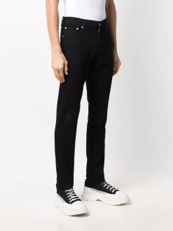 Alexander McQueen embroidered-logo straight-leg jeans