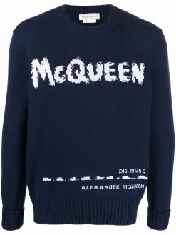 Alexander McQueen intarsia-knit cotton jumper