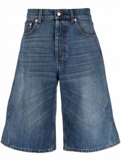 Alexander McQueen mid-rise knee-length denim shorts
