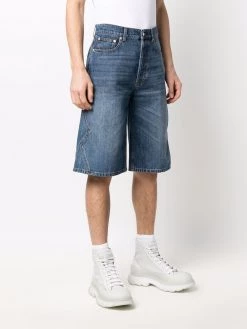 Alexander McQueen mid-rise knee-length denim shorts