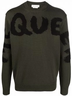 Alexander McQueen logo-print crew neck jumper