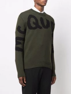 Alexander McQueen logo-print crew neck jumper