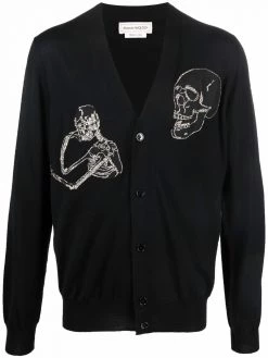 Alexander McQueen skull-patch button-up cardigan