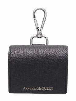 Alexander McQueen logo-lettering leather earpods case