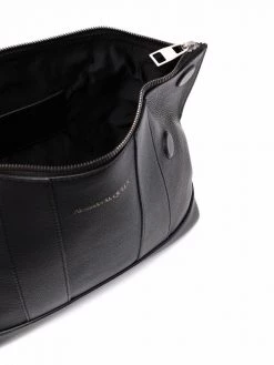 Alexander McQueen engraved-logo leather shoulder bag